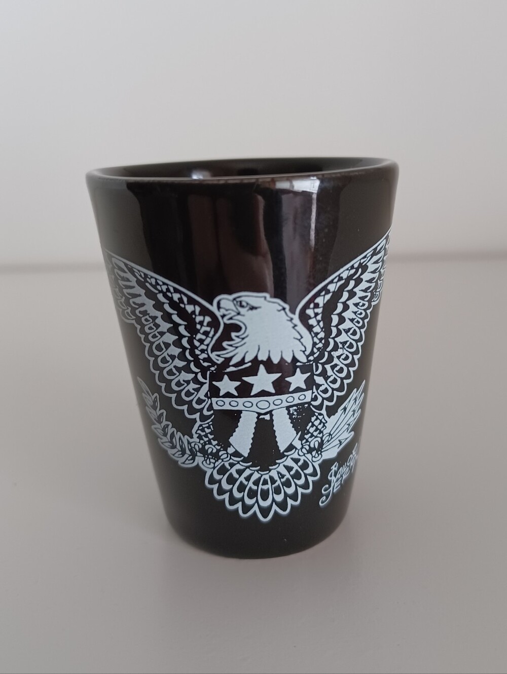 Sailor Jerry Spiced Rum Alcohol Eagle Black White Shot Glass Barware Drinkware